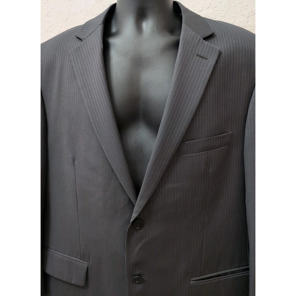 Pronto Uomo Blazer Mens 46R Gray Pinstripe 100% Wool Comfort Stretch 2 Button